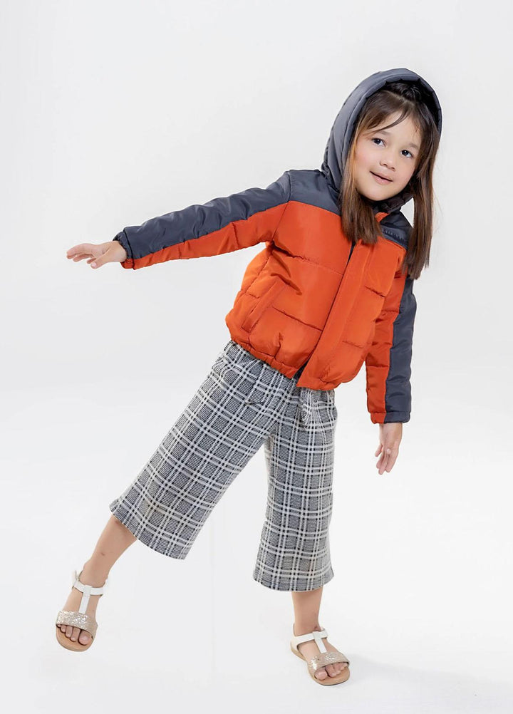 Brumano   Jackets for Kids -  Orange & Grey Casual Jacket With Hoodie - Unisex BRM-JNR-1933