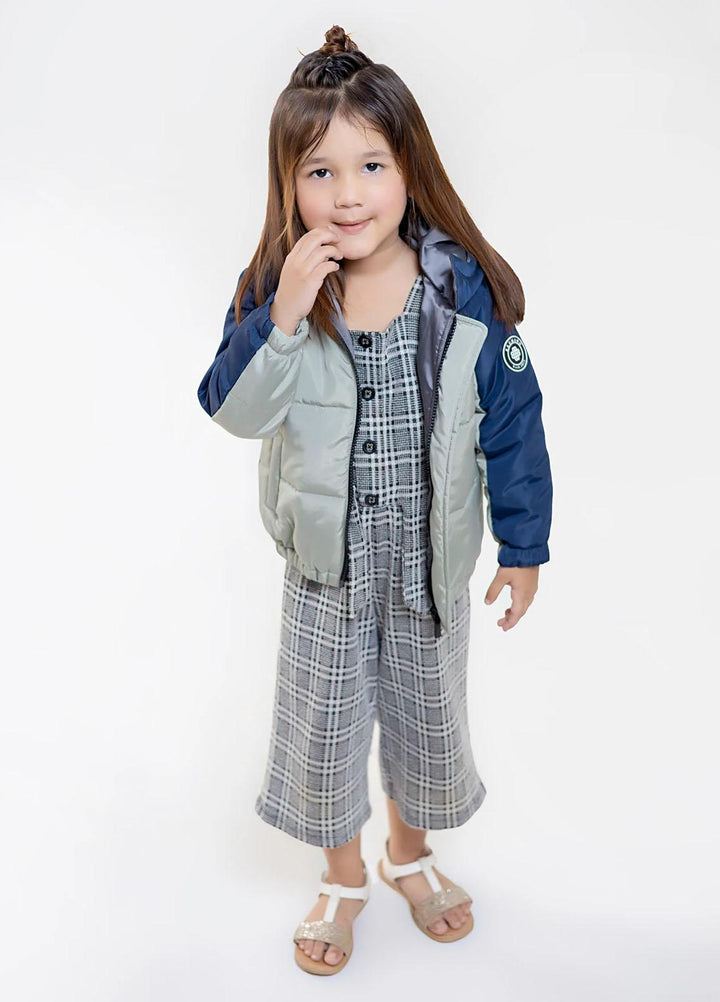 Brumano   Jackets for Kids -  Sage Green & Navy Blue Casual Jacket With Hoodie - Unisex BRM-JNR-1912