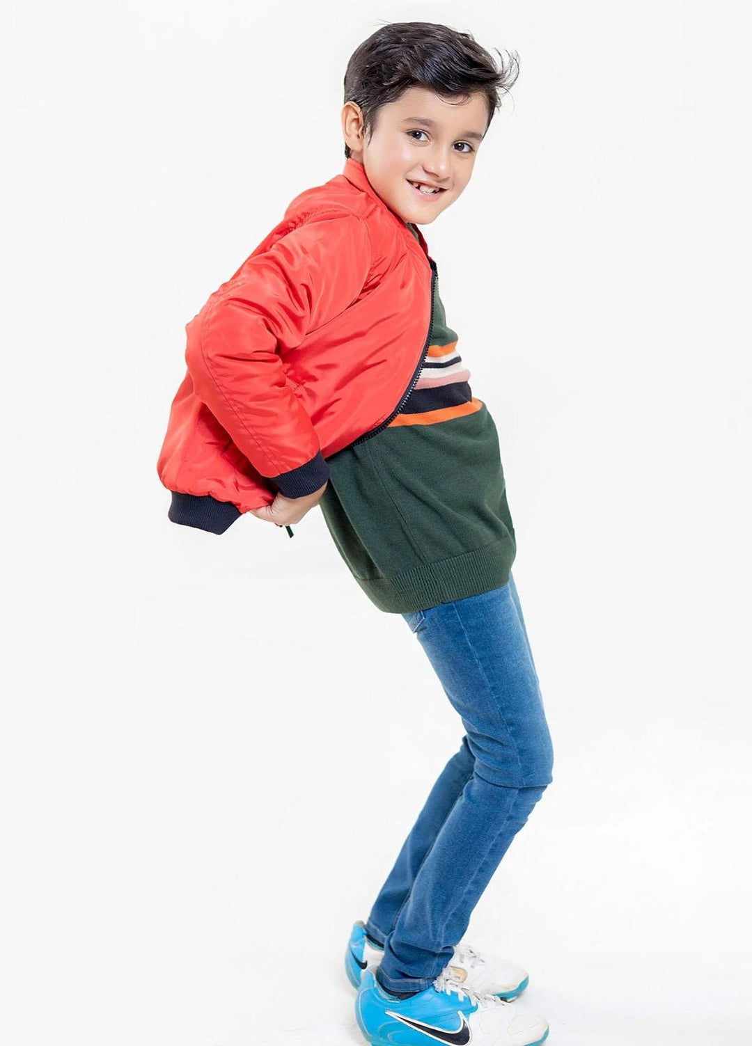 Brumano   Jackets for Kids -  Red Casual Bomber Jacket - Unisex BRM-JNR-1897