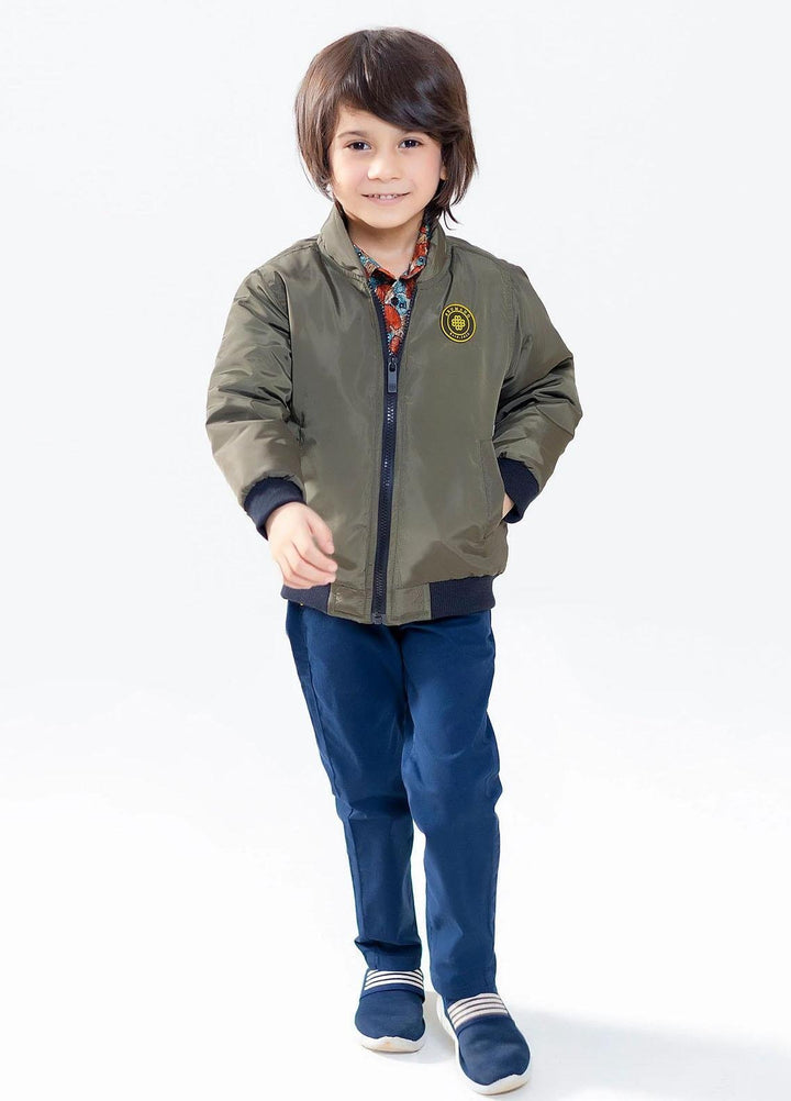 Brumano   Jackets for Kids -  Olive Green Casual Bomber Jacket - Unisex BRM-JNR-1928
