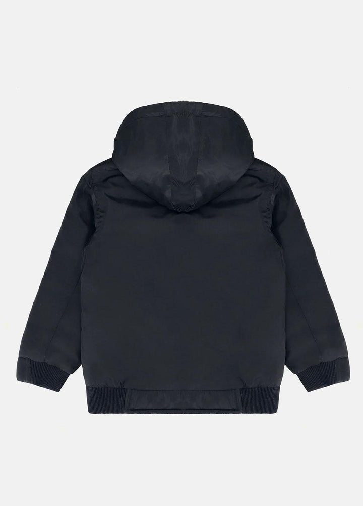 Brumano   Jackets for Kids -  Black Quilted Casual Jacket With Hoodie BRM-JNR-1913