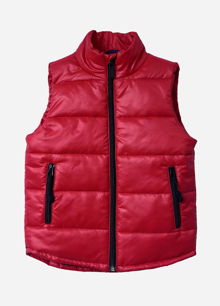 Brumano   Jackets for Kids -  Red Sleeveless Casual Puffer Jacket BRM-JNR-1072
