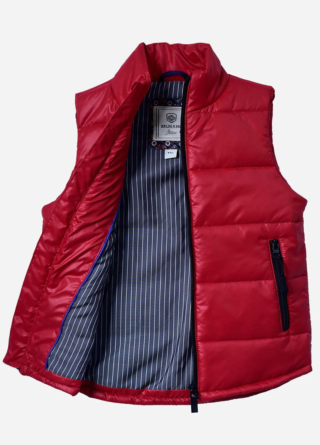 Brumano   Jackets for Kids -  Red Sleeveless Casual Puffer Jacket BRM-JNR-1072