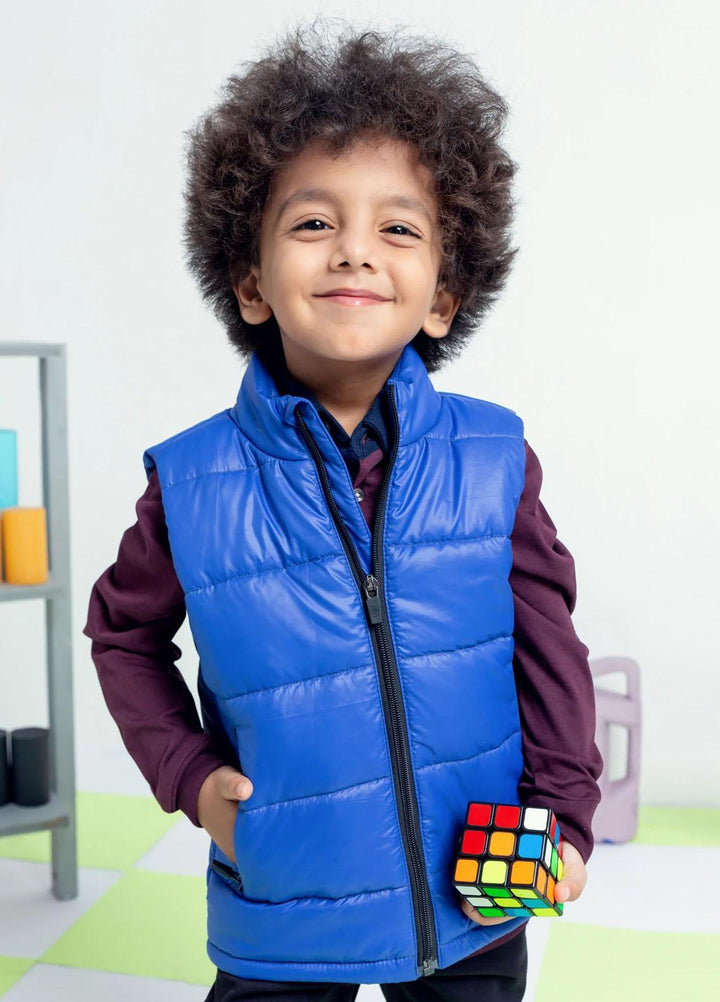Brumano   Jackets for Kids -  Royal Blue Sleeveless Casual Puffer Jacket BRM-JNR-1086