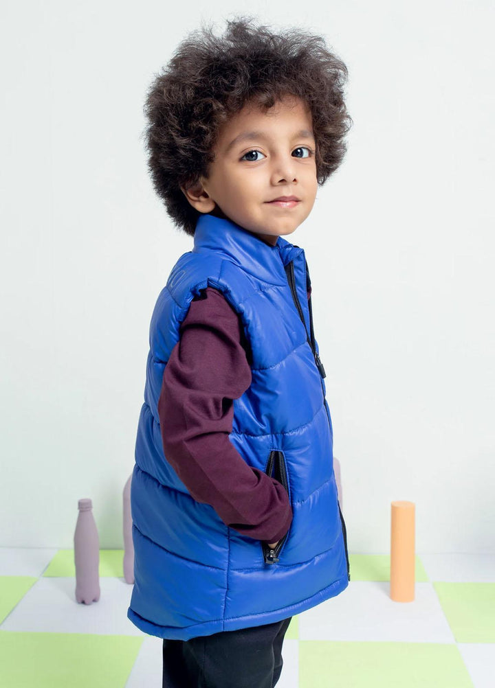 Brumano   Jackets for Kids -  Royal Blue Sleeveless Casual Puffer Jacket BRM-JNR-1086