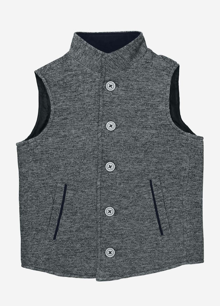 Brumano   Jackets for Kids -  Grey Quilted Casual Sleeveless Vest BRM-JNR-1044