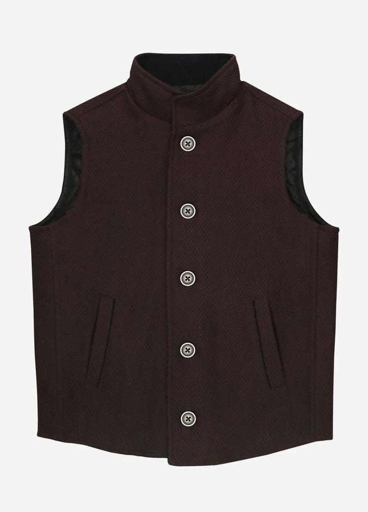 Brumano   Jackets for Kids -  Bordo Quilted Casual Sleeveless Vest BRM-JNR-1043