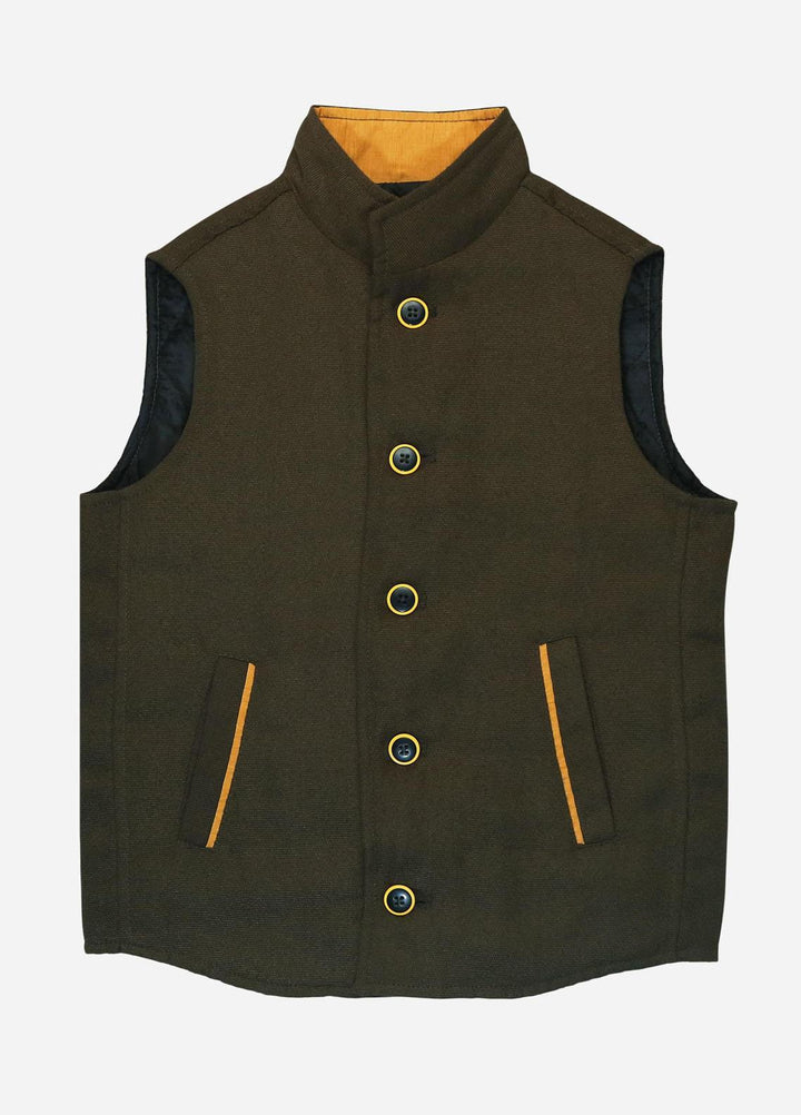 Brumano   Jackets for Kids -  Cedar Brown Quilted Casual Sleeveless Vest BRM-JNR-1011