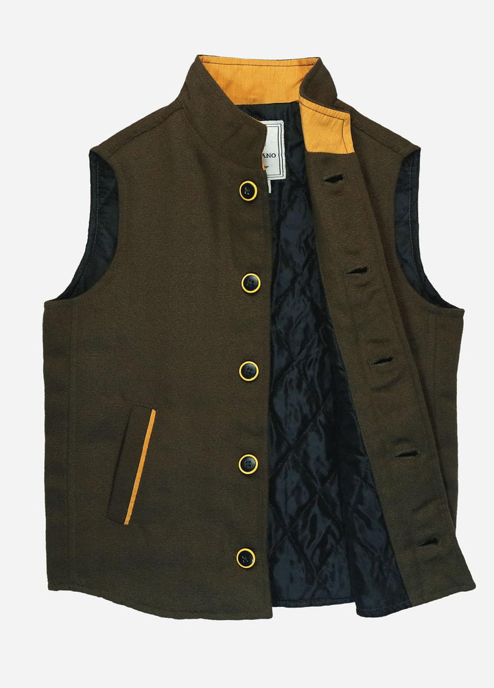 Brumano   Jackets for Kids -  Cedar Brown Quilted Casual Sleeveless Vest BRM-JNR-1011