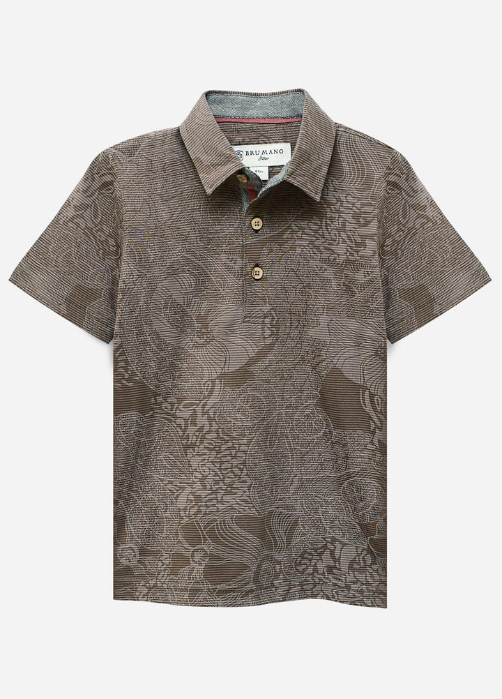 Brumano Cotton  Shirt for Boys -  BM21P 234 Brown Striped Casual Polo
