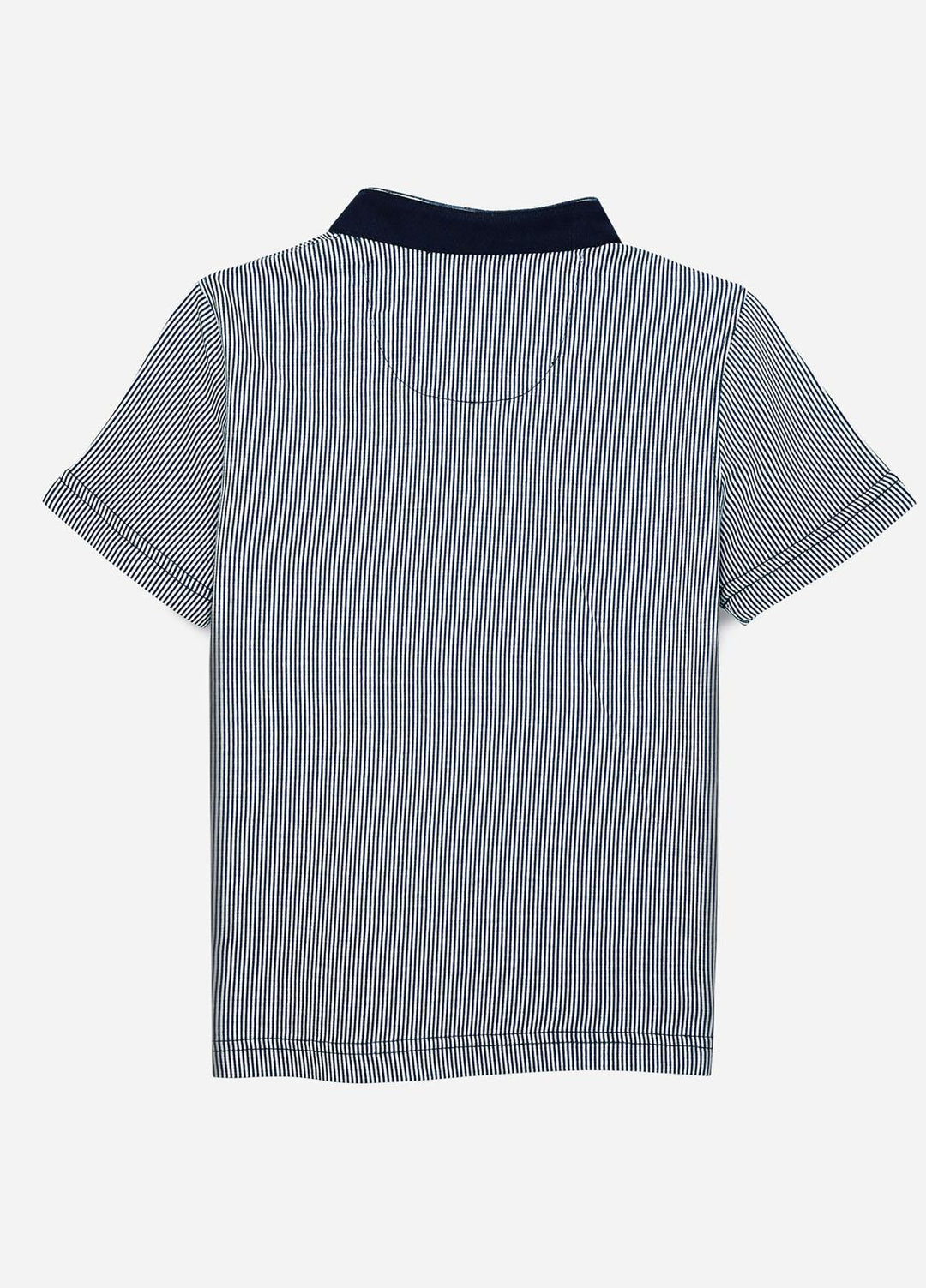 Brumano Cotton  Shirt for Boys -  BM21P 238 Navy Blue Mao Collar Striped Casual Polo