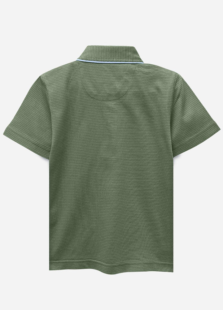 Brumano Cotton  Shirt for Boys -  BM21P 244 Olive Jacquard Casual Polo