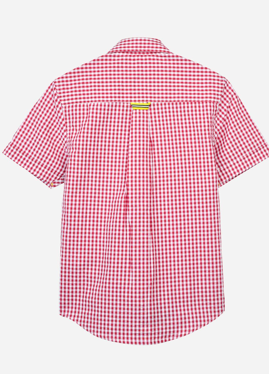 Brumano  Casual Shirts for Boys -  Red Gingham Seersucked Short Sleeve Casual Shirt BRM-JNR-1505