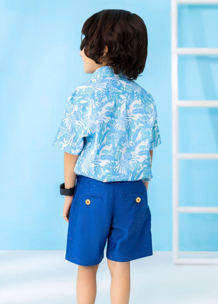 Brumano  Casual Shirts for Boys -  Blue Floral Printed Short Sleeve Casual Shirt BRM-1522