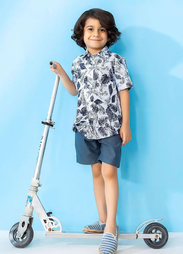 Brumano  Casual Shorts for Boys -  Bluish Grey Casual Shorts BRM-JNR-1403