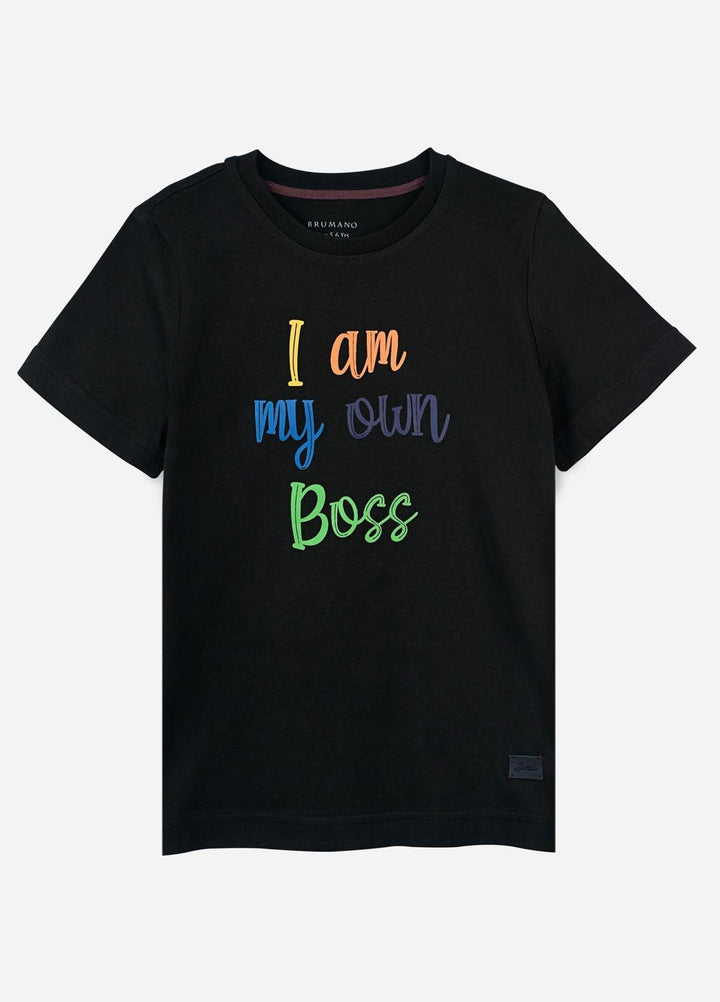 Brumano  Casual T-Shirts for Boys -  Black Graphic Printed Casual T-Shirt BRM-JNR-1603