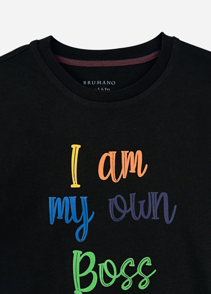 Brumano  Casual T-Shirts for Boys -  Black Graphic Printed Casual T-Shirt BRM-JNR-1603
