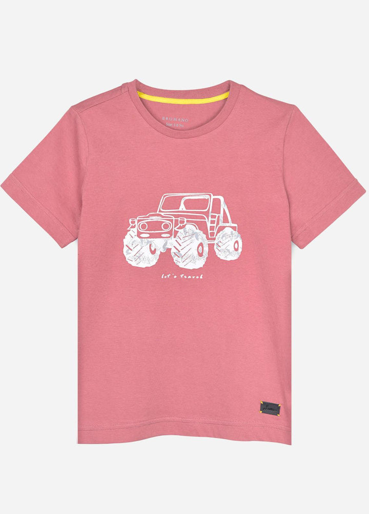 Brumano  Casual T-Shirts for Boys -  Tea Pink Graphic Printed Casual T-shirt BRM-JNR-1606