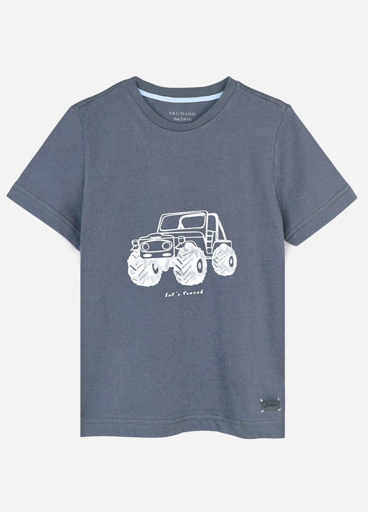 Brumano  Casual T-Shirts for Boys -  Grey Graphic Printed Casual T-Shirt BRM-JNR-1612