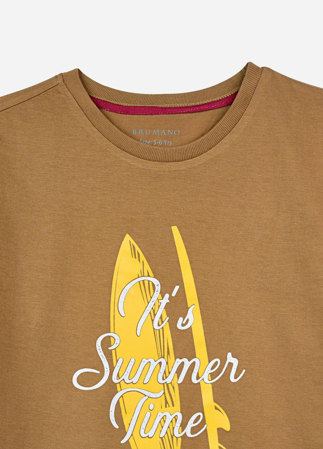 Brumano  Casual T-Shirts for Boys -  Mustard Surf Printed Casual T-Shirt BRM-JNR-1614