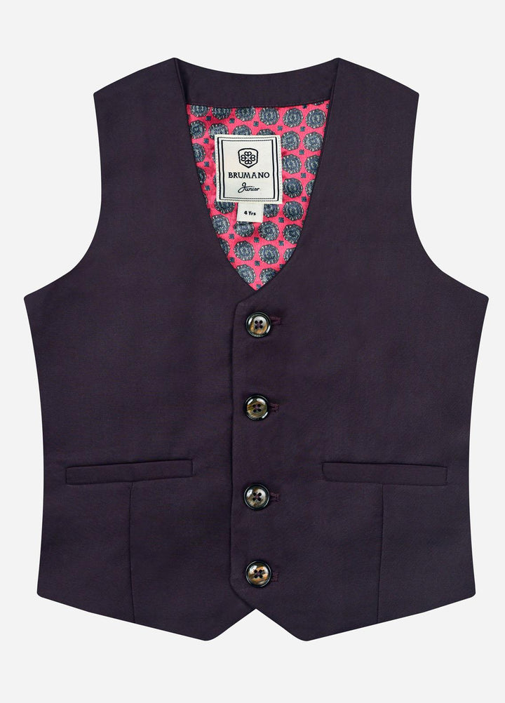 Brumano  Casual Vest for Boys -  Burgundy Twill Suit Vest With Bow BRM-JNR-1374