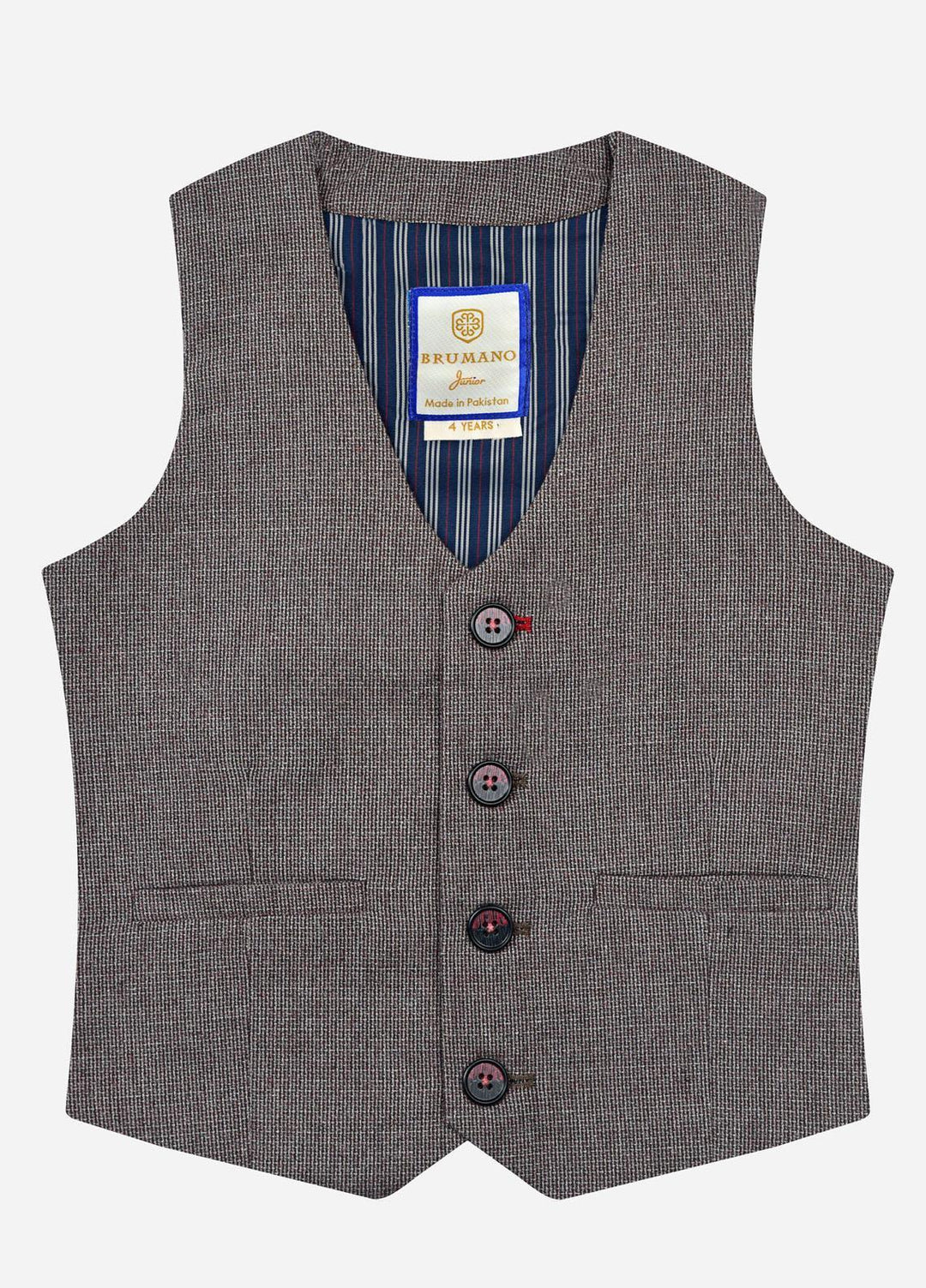 Brumano  Casual Vest for Boys -  Bordo Textured Suit Vest With Bow BRM-JNR-1396