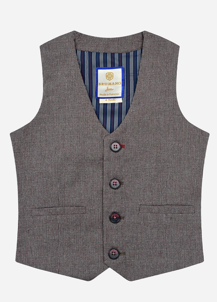 Brumano  Casual Vest for Boys -  Bordo Textured Suit Vest With Bow BRM-JNR-1396