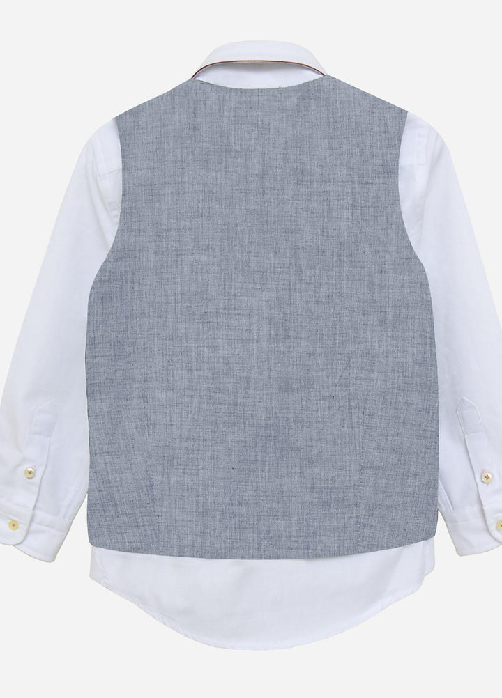 Brumano Cotton Formal Waistcoat for Boys -  BM21W 1347 Blue Chambray Suit Waistcoat