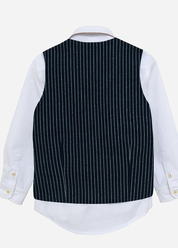 Brumano Cotton Formal Boys Waistcoat -  BM21W 173 Navy Blue Striped Suit Waistcoat