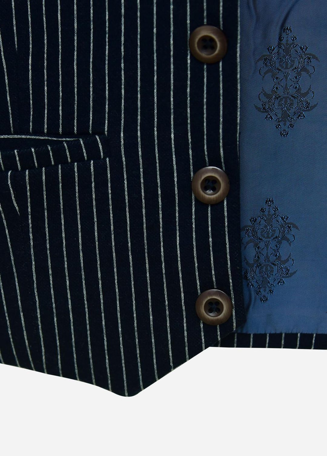 Brumano Cotton Formal Boys Waistcoat -  BM21W 173 Navy Blue Striped Suit Waistcoat