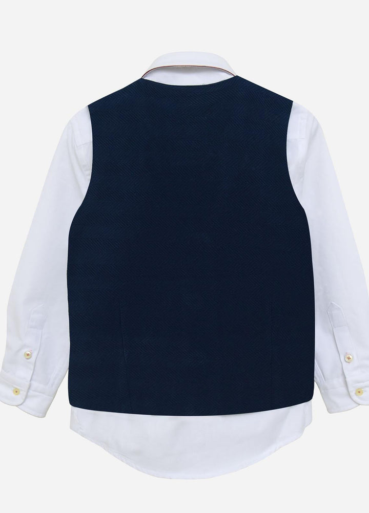 Brumano Cotton Formal Waistcoat for Boys -  BM21W 253 Navy Blue Herringbone Suit Waistcoat