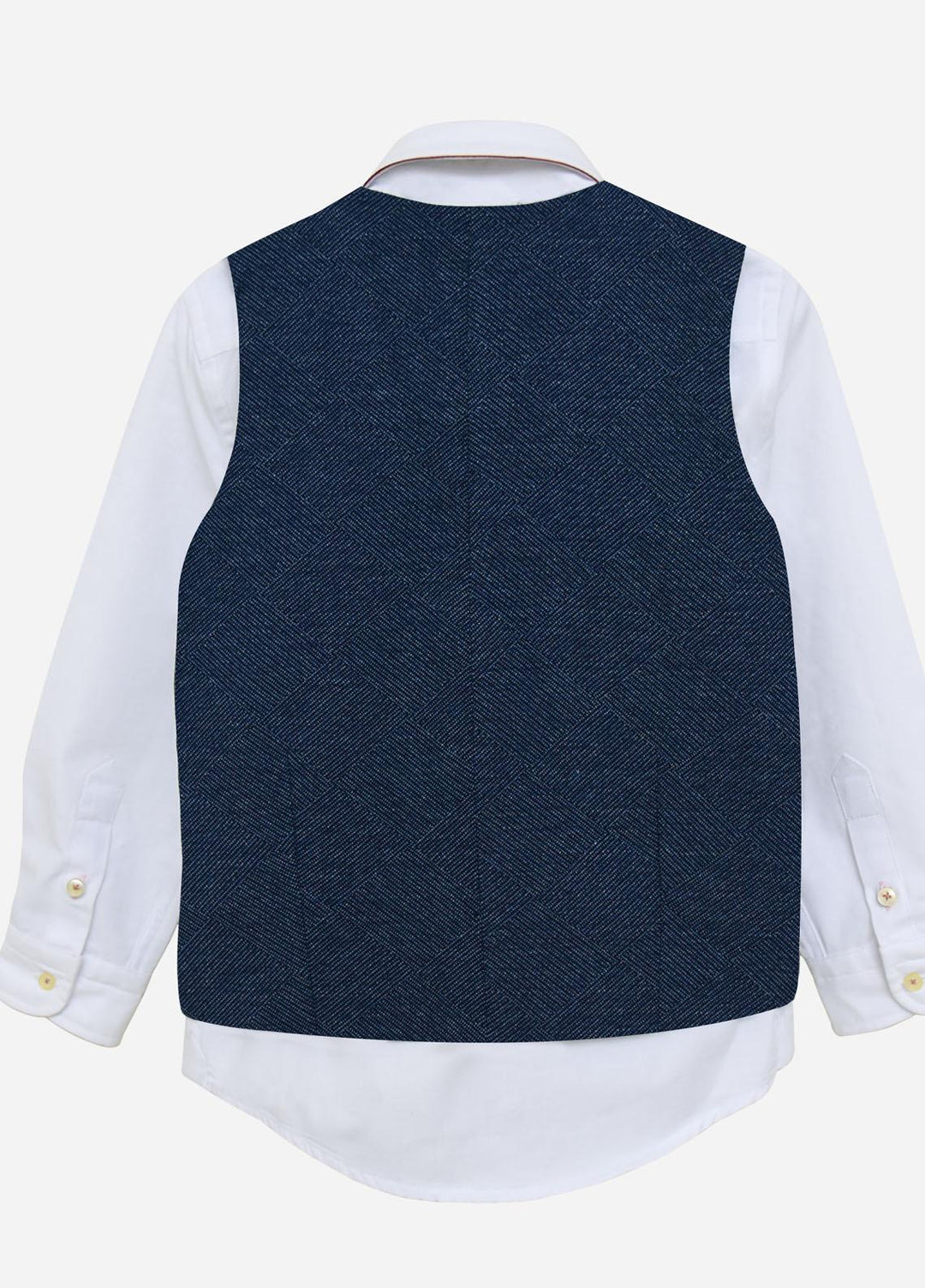 Brumano Cotton Formal Boys Waistcoat -  BM21W 290 Blue Patterned Suit Waistcoat