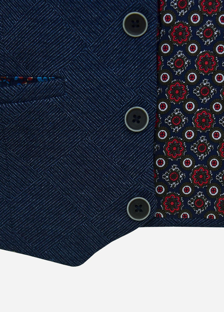 Brumano Cotton Formal Boys Waistcoat -  BM21W 290 Blue Patterned Suit Waistcoat