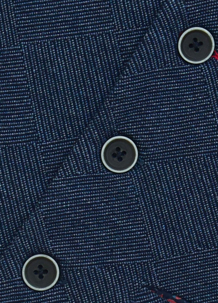 Brumano Cotton Formal Boys Waistcoat -  BM21W 290 Blue Patterned Suit Waistcoat