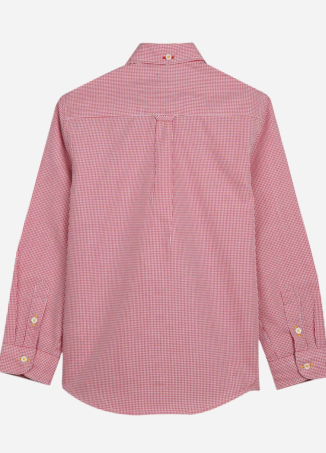 Brumano Cotton  Boys Shirt -  Red Micro Gingham Casual Long Sleeve Shirt-SS2022