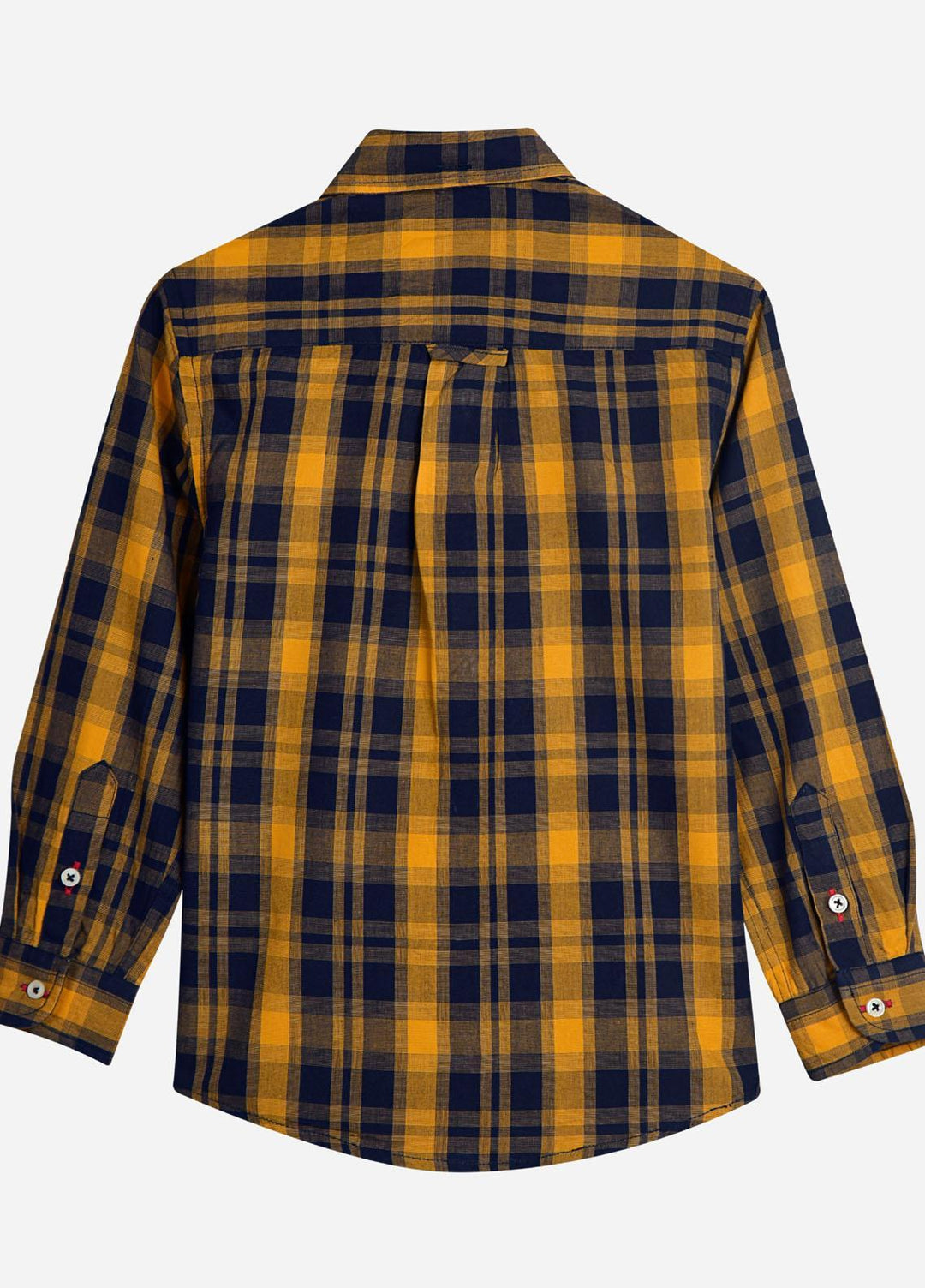 Brumano Cotton  Boys Shirt -  Yellow & Blue Long Sleeve Checkered Shirt-SS2022