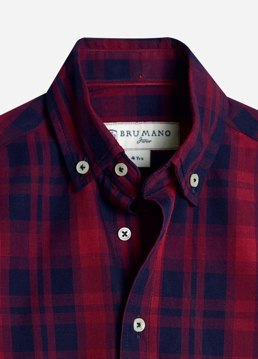 Brumano Cotton  Shirt for Boys -  Red & Blue Long Sleeve Checkered Shirt-SS2022