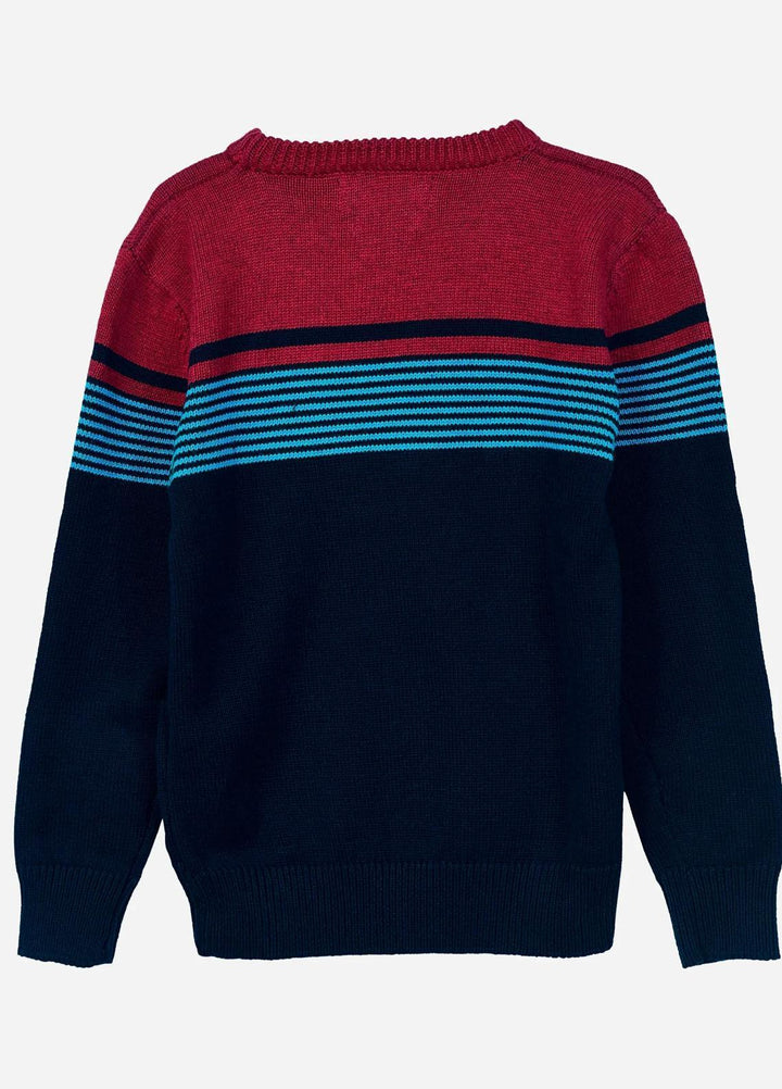 Brumano   Sweaters for Kids -  BRM-JNR-142 Navy Blue & Red Striped