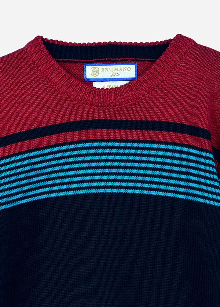 Brumano   Sweaters for Kids -  BRM-JNR-142 Navy Blue & Red Striped