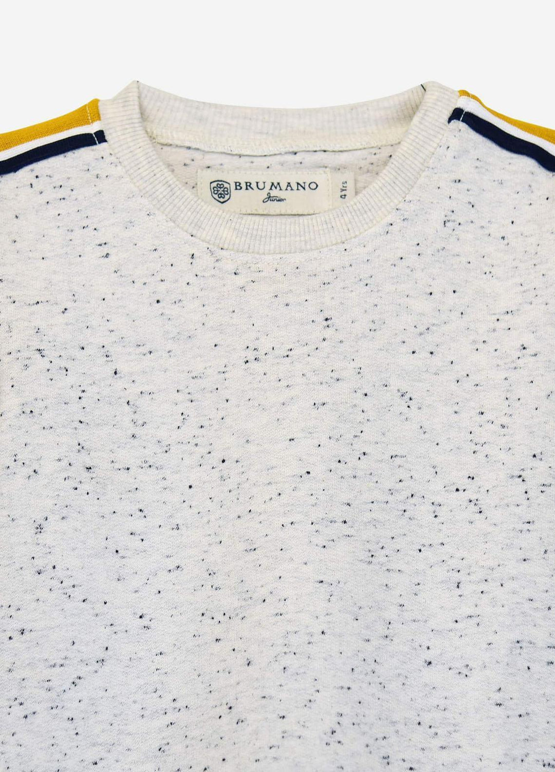 Brumano   Sweat Shirt for Kids -  JNR-0093 Offwhite Sweatshirt With Yellow Stripe Detailing