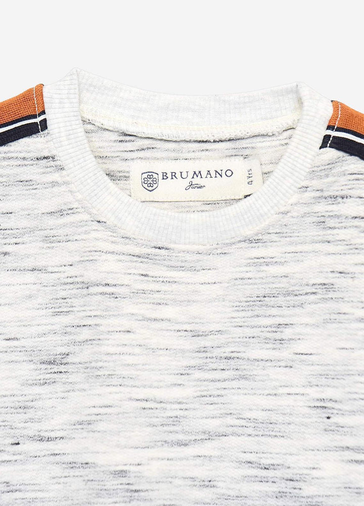 Brumano   Sweat Shirt for Kids -  JNR-092 Inject Patterned Sweatshirt With Orange Stripe Detailing