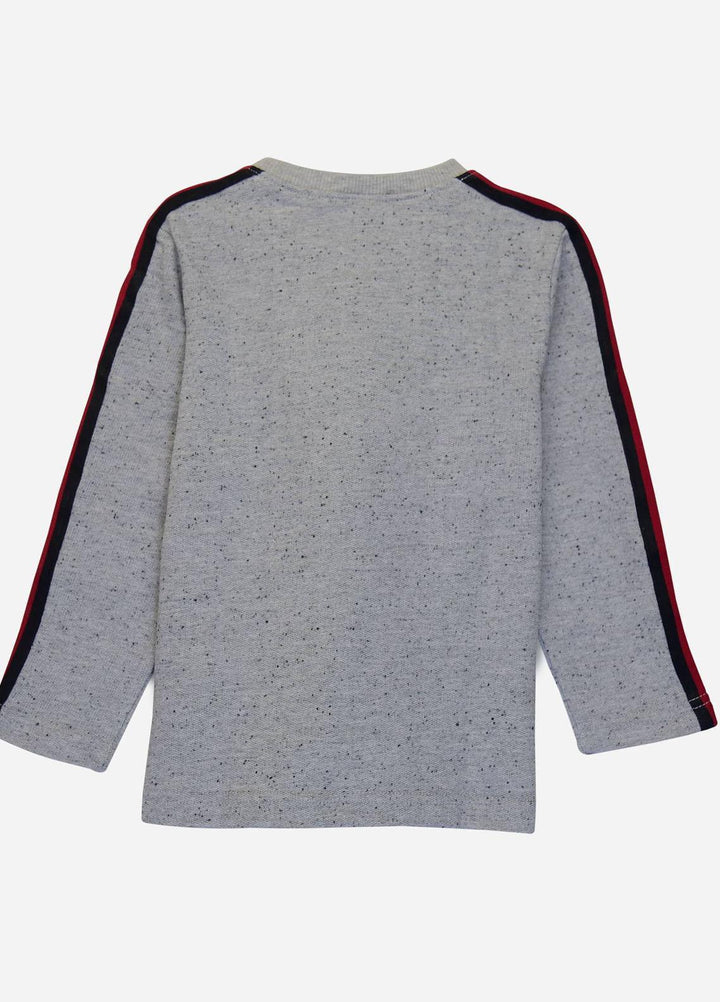 Brumano   Sweat Shirt for Kids -  JNR-091 Grey Sweatshirt With Red Stripe Detailing
