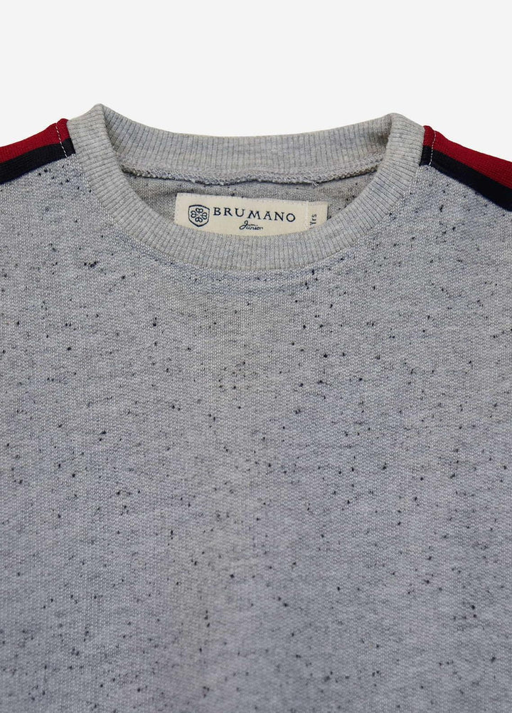 Brumano   Sweat Shirt for Kids -  JNR-091 Grey Sweatshirt With Red Stripe Detailing