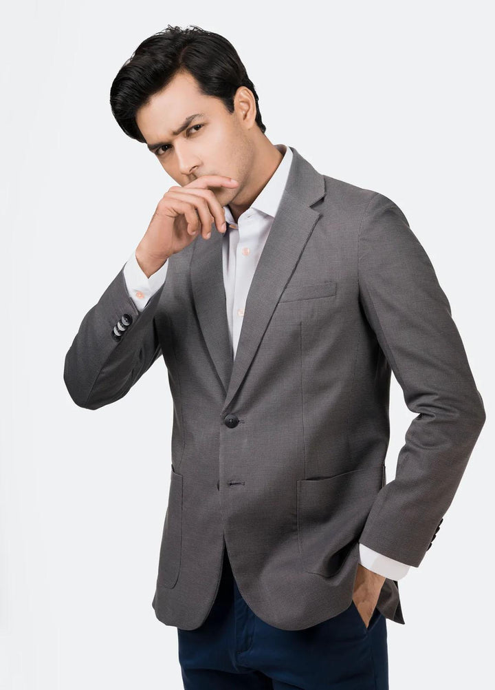 Brumano Cotton Formal Blazer for Men -  Grey Structured Blazer