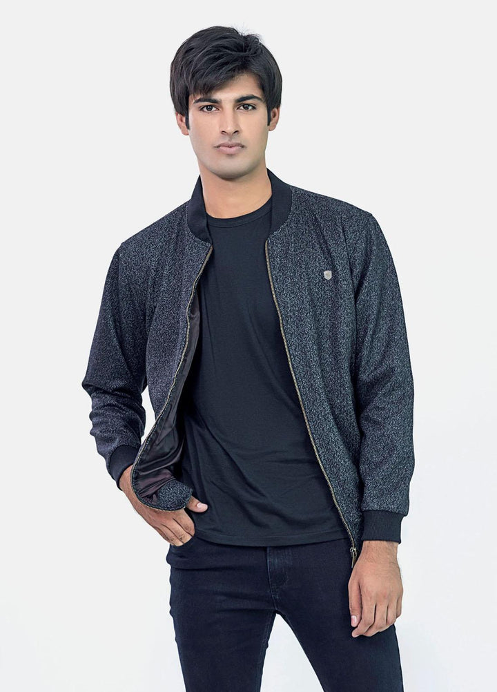Brumano   Jackets for Men -  BRM-1875 Grey & Black Wool Blended Bomber