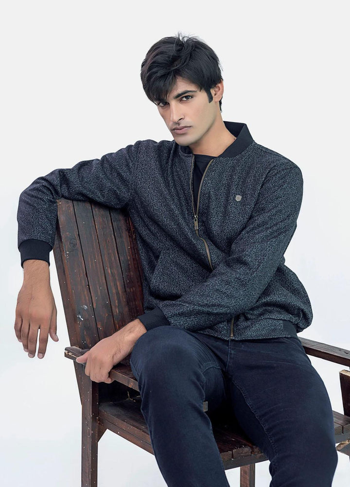 Brumano   Jackets for Men -  BRM-1875 Grey & Black Wool Blended Bomber