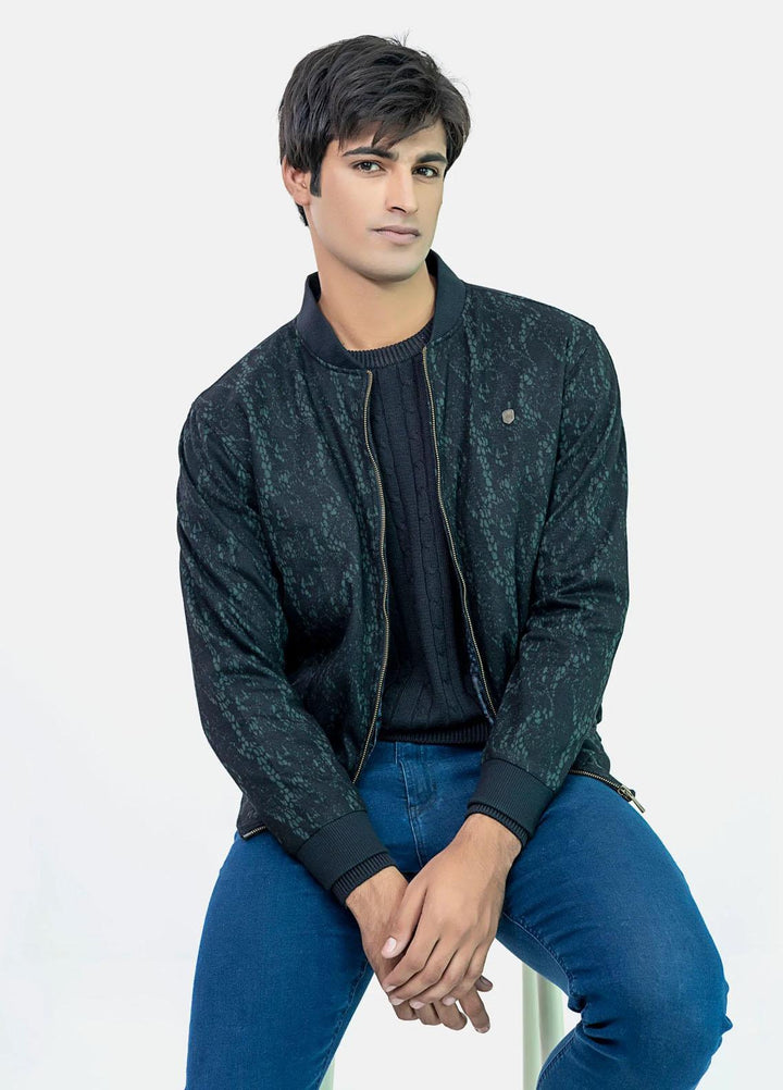 Brumano   Jackets for Men -  BRM-1882 Black & Green Wool Blended Bomber
