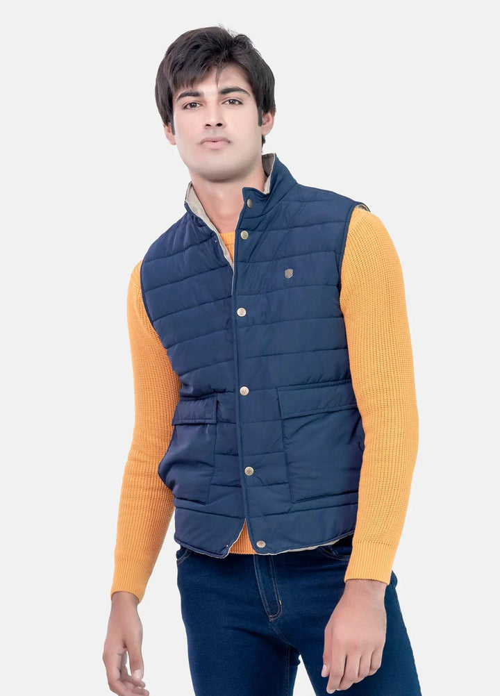 Brumano   Jackets for Men -  BRM-1861 Navy Blue Sleeveless Quilted Gilet
