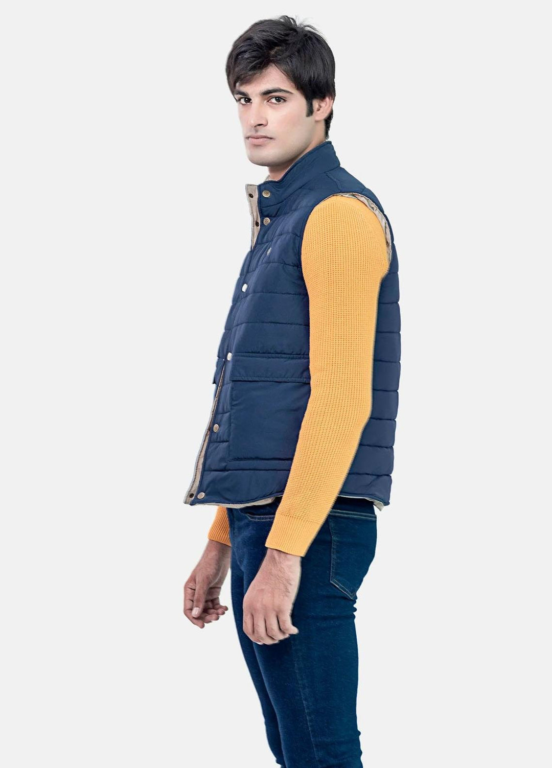 Brumano   Jackets for Men -  BRM-1861 Navy Blue Sleeveless Quilted Gilet