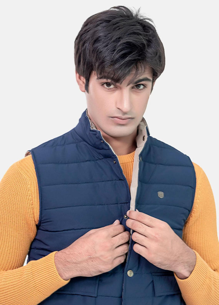 Brumano   Jackets for Men -  BRM-1861 Navy Blue Sleeveless Quilted Gilet